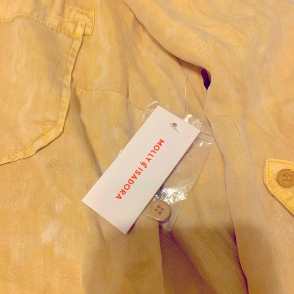 NWT. Molly & Isadora button down yellow shirt. Cuffed sleeves. Soft & comfy. - Picture 6 of 6